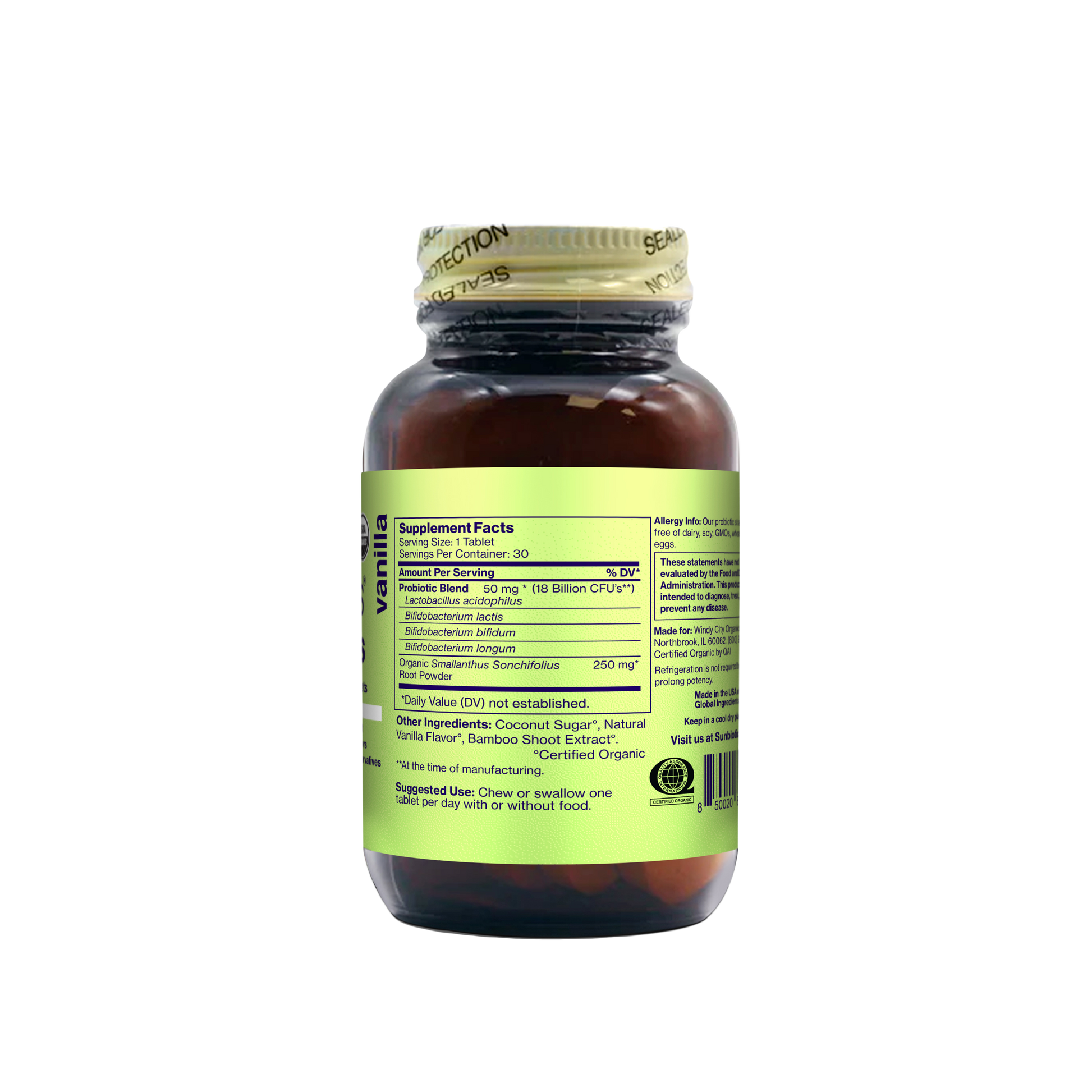 Back of the package with Ingredients and Nutrition Facts.