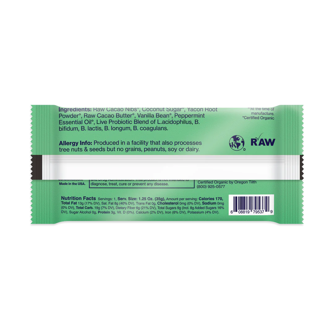 Better Biome Bar - Probiotics Chocolate Bar - Peppermint