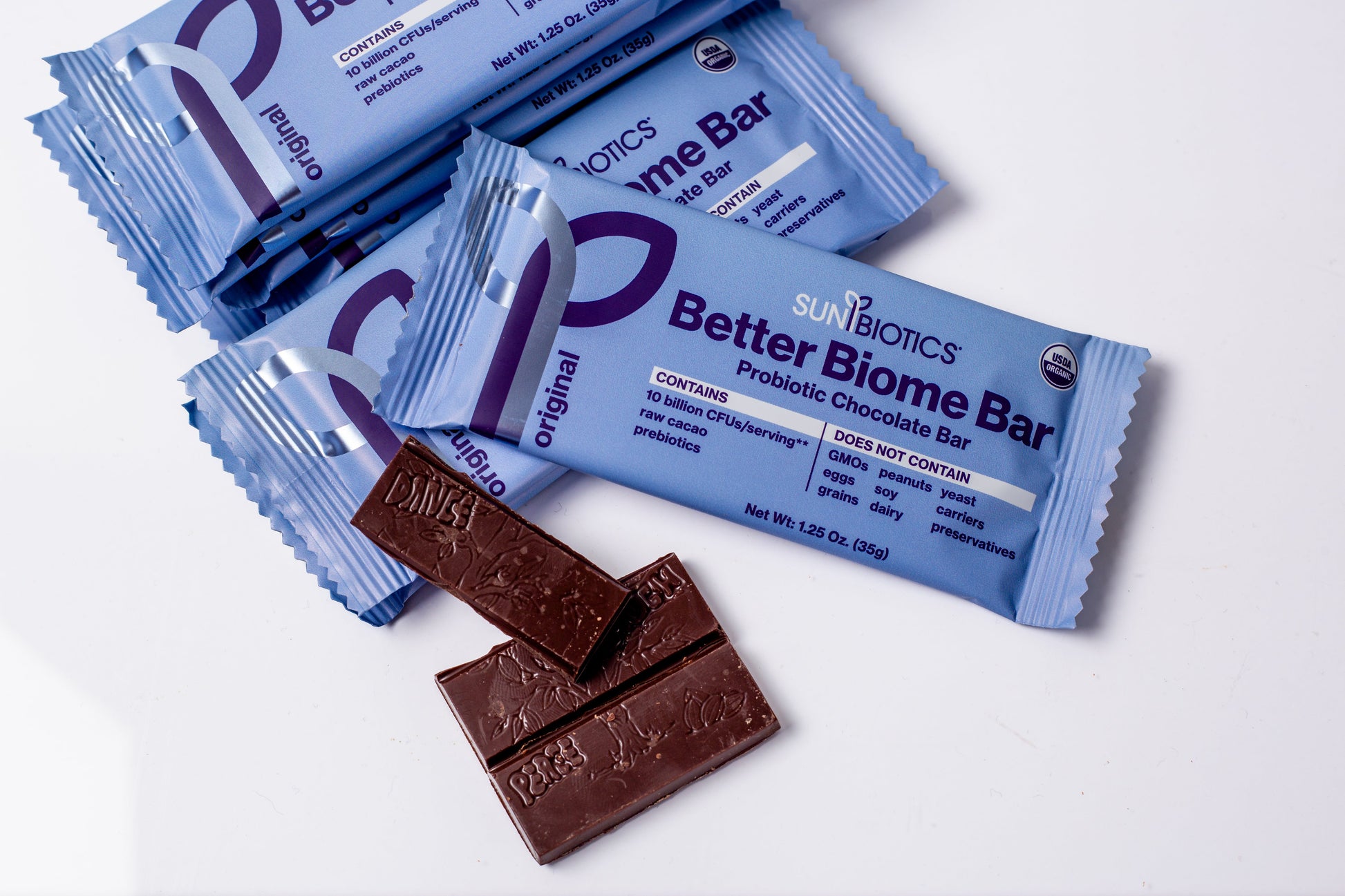 Pieces of delicious probiotic cholocate bar