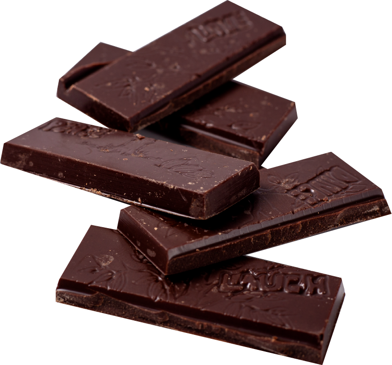 Pieces of delicious probiotic chocolate bar with mint